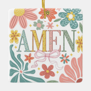 Adorno De Cerámica Floral Amen Art