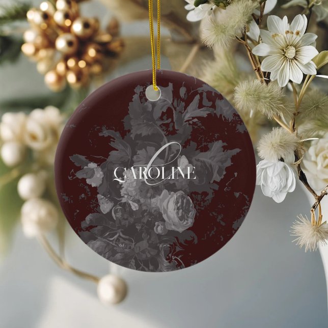 Adorno De Cerámica Floral arbolada de Borgoña con vida elegante (Subido por el creador)