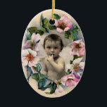 ADORNO DE CERÁMICA FLORAL CROWN, ROSAS SALVAJES PLANTILLA DE FOTOS DE<br><div class="desc">Monograma elegante y corona floral clásica con hermosos rosas de perro rosado,  gráficos fuchsia ametyst gem piedra .3D brillante y elaboración digital en estilo vintage por Bulgan Lumini (c) Fácil de personalizar con sus iniciales y su propio texto</div>