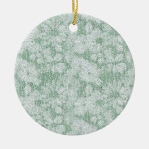 Adorno De Cerámica Floral Daisy Terciopelo Verde Menta