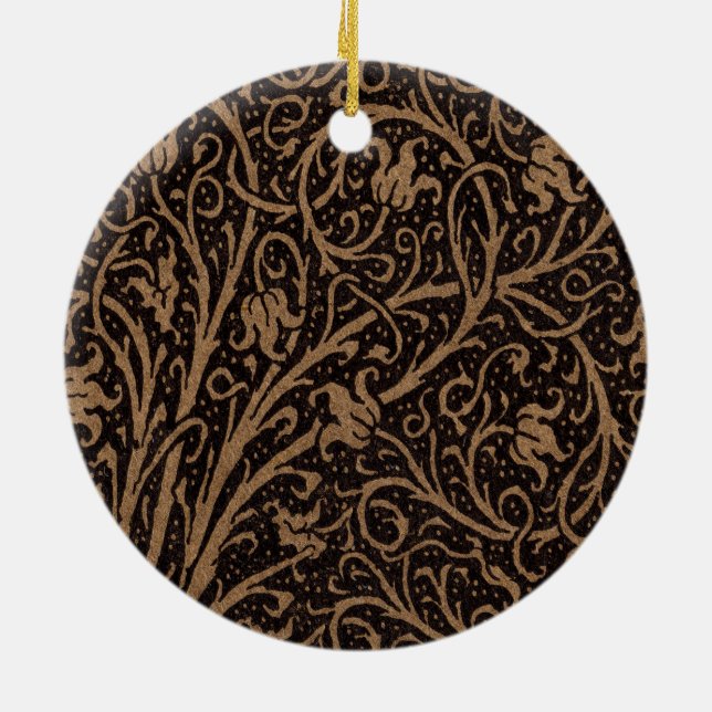 Adorno De Cerámica Floral de cuero marrón Art Nouveau (Atrás)