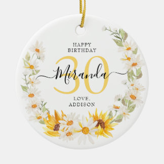 Adorno De Cerámica Floral de girasol y margarita 30 años