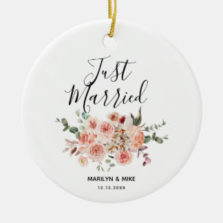 Adorno De Cerámica Floral de perlas personalizadas recién casadas