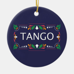 Adorno De Cerámica Floral de tango argentino "Fileteado" en azul