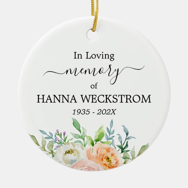Adorno De Cerámica Floral fotográfica personalizada conmemorativa (Frente)
