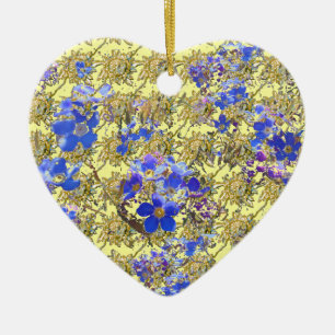 Adorno De Cerámica Floral Heart Olvídenme No y Primula