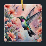 Adorno De Cerámica floral hummingbird ornament<br><div class="desc">floral hummingbird ornament</div>
