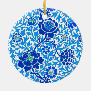 Adorno De Cerámica Floral, marina, blanco y azul ceruleño