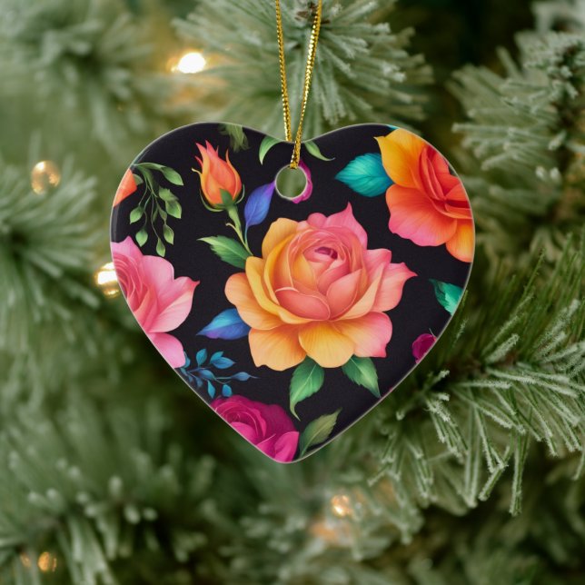 Adorno De Cerámica Floral Patern Rosa (Árbol)