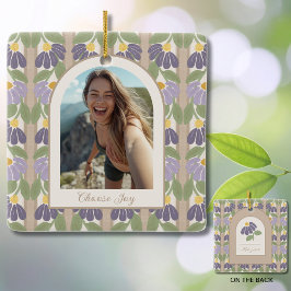 Adorno de cerámica floral personalizado con foto