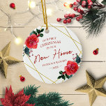 Adorno De Cerámica Floral roja nuestra primera Navidad en nuestro nue<br><div class="desc">Floral Roja Nuestra Primera Navidad En Nuestro Nuevo Ornamento Cerámico De Casa</div>