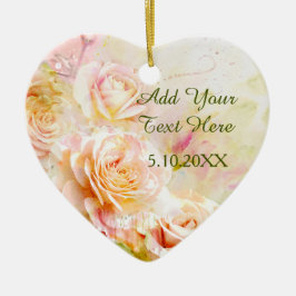 Adorno De Cerámica Floral Rosa de color de agua suave de Rubor