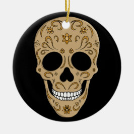 Adorno De Cerámica Floral Sugar Skull Dia de los Muertos