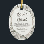 Adorno De Cerámica Floral vintage de Coro a la cita de la dama de hon<br><div class="desc">Rosas y Flores Vintage de Flores Blancas y Oro Rosa. Un estilo clásico vintage y elegante, con muchas hojas y follaje gris, marfil blanco, oro Rosa, rosa sucio, verde pálido y gris. Con elementos florales pintados a mano, fuentes clásicas vintage de guiones y marco de ovalado floral elegante de oro...</div>