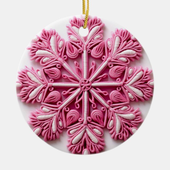 Adorno De Cerámica Floreciente elegancia de copo de nieve (Frente)