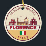 Adorno De Cerámica Florence Italy City Skyline Emblem<br><div class="desc">Diseño de arte minimalista y colorido de Florencia con monumentos y monumentos de la ciudad en Italia.</div>