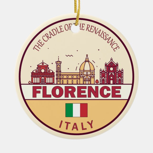 Adorno De Cerámica Florence Italy City Skyline Emblem (Frente)