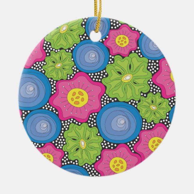 Adorno De Cerámica Flores (Frente)