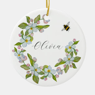 Adorno De Cerámica Flores acuáticas de árboles de jardín y abejorros