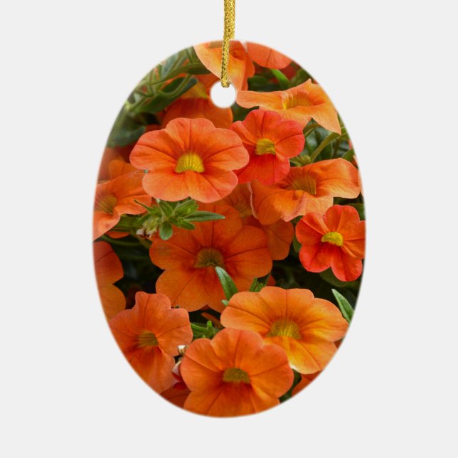 Adorno De Cerámica Flores anaranjadas hermosas de la petunia (Frente)