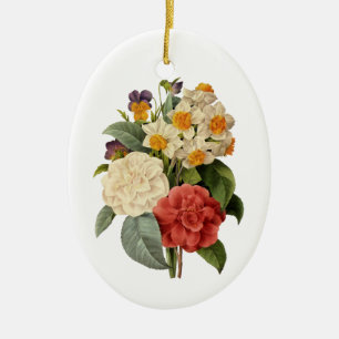 Adorno De Cerámica Flores antiguas, camelias y narcisos, Redoute