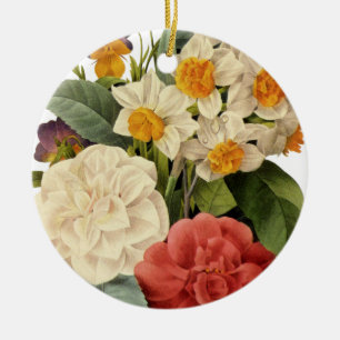 Adorno De Cerámica Flores antiguas, camelias y narcisos, Redoute