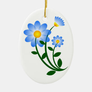 Adorno De Cerámica Flores azules