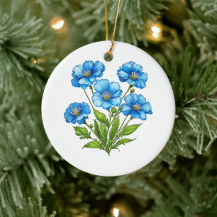 Adorno De Cerámica Flores azules pequeñas
