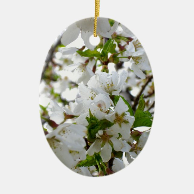 Adorno De Cerámica Flores blancas elegantes flores blancas flores bla (Frente)