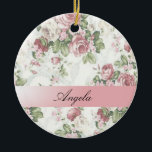 Adorno De Cerámica Flores chic de Shabby antiguas personalizadas<br><div class="desc">Un diseño de estampado floral de estilo vintage sobre fondo blanco.La idea de regalo romántica perfecta. Haga clic en el botón Personalizar para cambiar fuentes,  mover texto y personalizar de su diseño.</div>