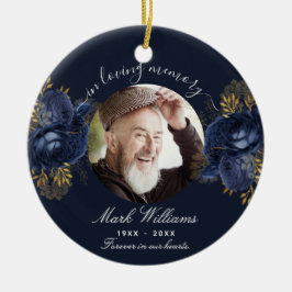 Adorno De Cerámica Flores conmemorativas azules