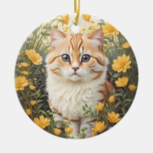 Adorno De Cerámica Flores Cute Munchkin Cat Y Buttercup