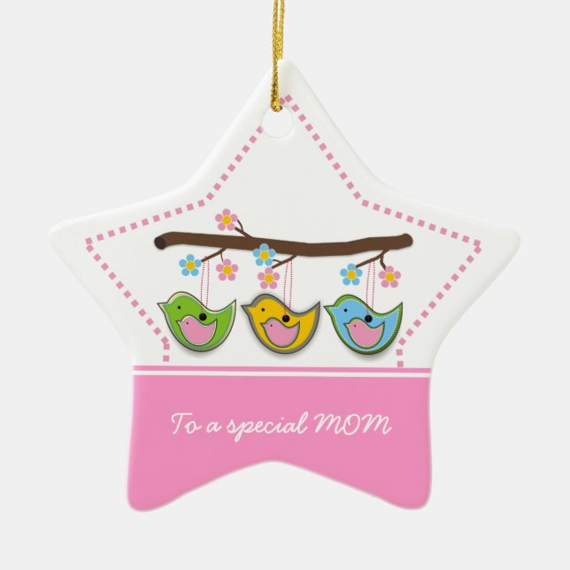 Adorno De Cerámica Flores de abuelos preñados lindo Día de la Madre (Frente)