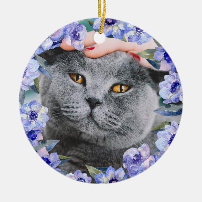 Adorno De Cerámica Flores de acuarela personalizadas (Frente)