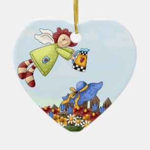 Adorno De Cerámica Flores de agua de ángel de campo lindo