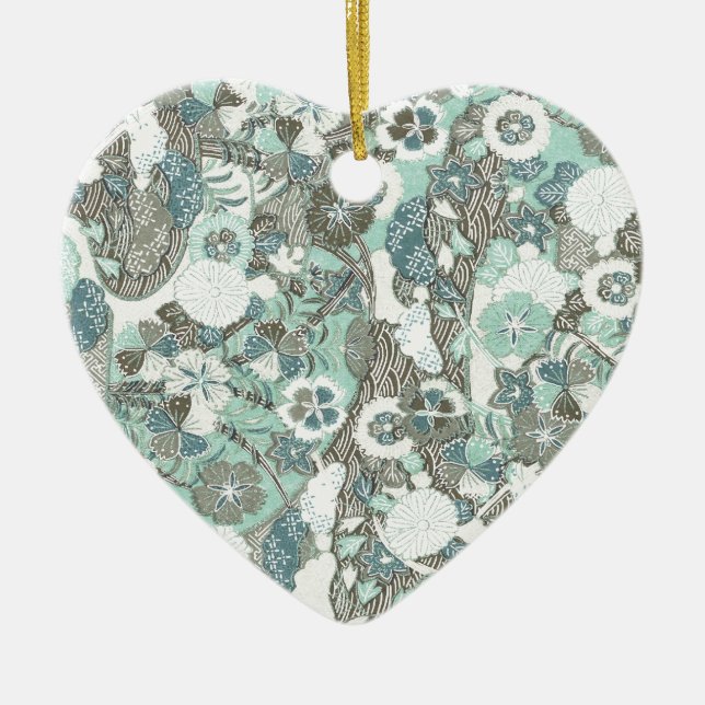 Adorno De Cerámica Flores de Blue Brown abstractas (Frente)