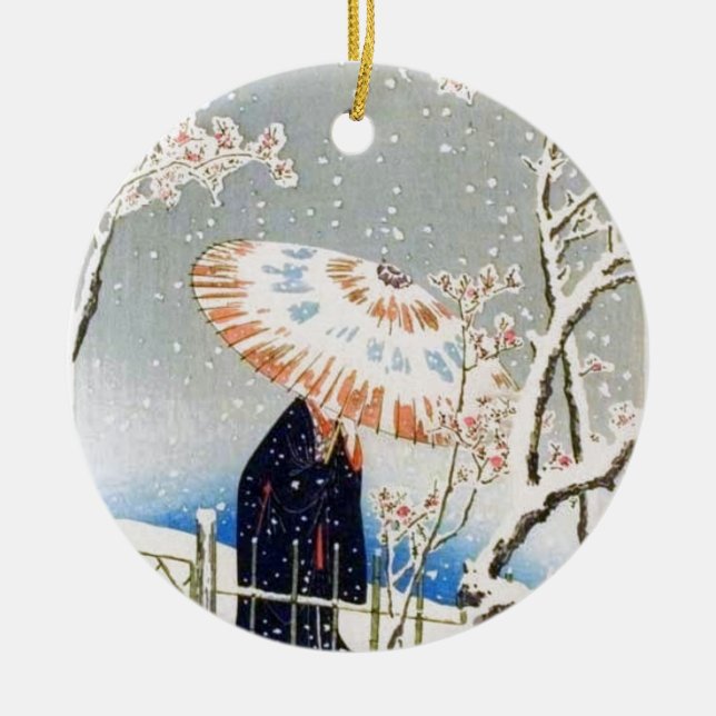 Adorno De Cerámica Flores de cerezo japonesas (Frente)