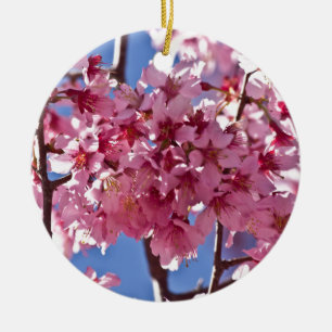 Adorno De Cerámica Flores de Cerezo Sakura Estrellas Rojas