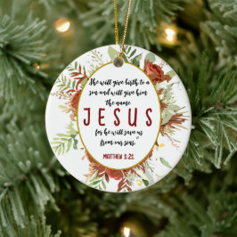 Adorno De Cerámica Flores de color de agua simples y versos de la Bib