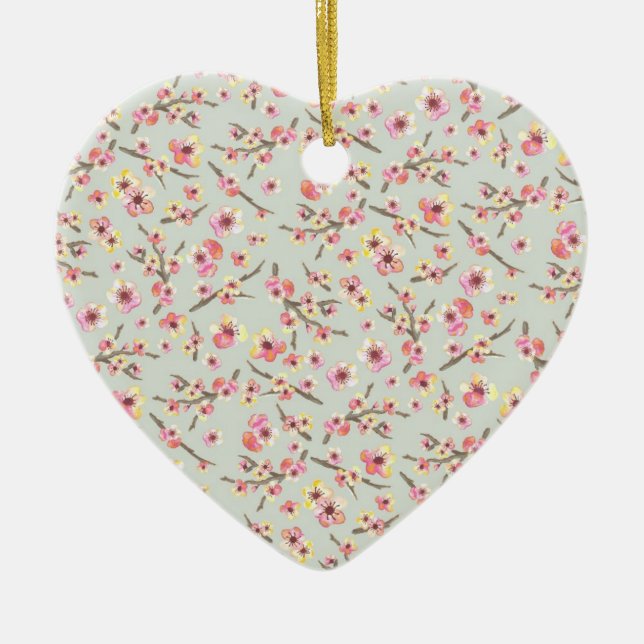 Adorno De Cerámica Flores de flores de flores de cerezo (Frente)