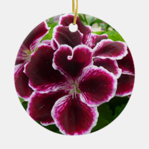 Adorno De Cerámica Flores de Geranio Reales Floral Marrón Elegante