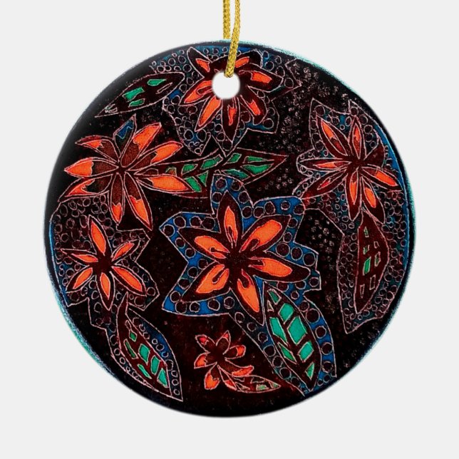 Adorno De Cerámica Flores de Henna (Frente)