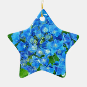 Adorno De Cerámica Flores de hortensias azules. Fotografía floral.