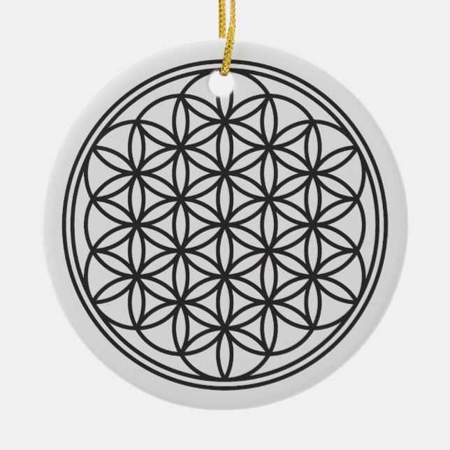 Adorno De Cerámica FLORES DE LA VIDA - Esquema de símbolo de geometrí (Frente)