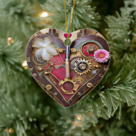 Adorno De Cerámica Flores de lápiz labial Corazón Steampunk Series