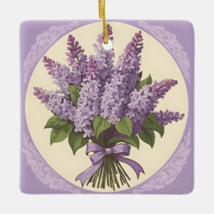 Adorno De Cerámica Flores de Lila Púrpura