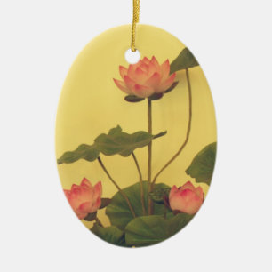 Adorno De Cerámica Flores de Lotus rosadas
