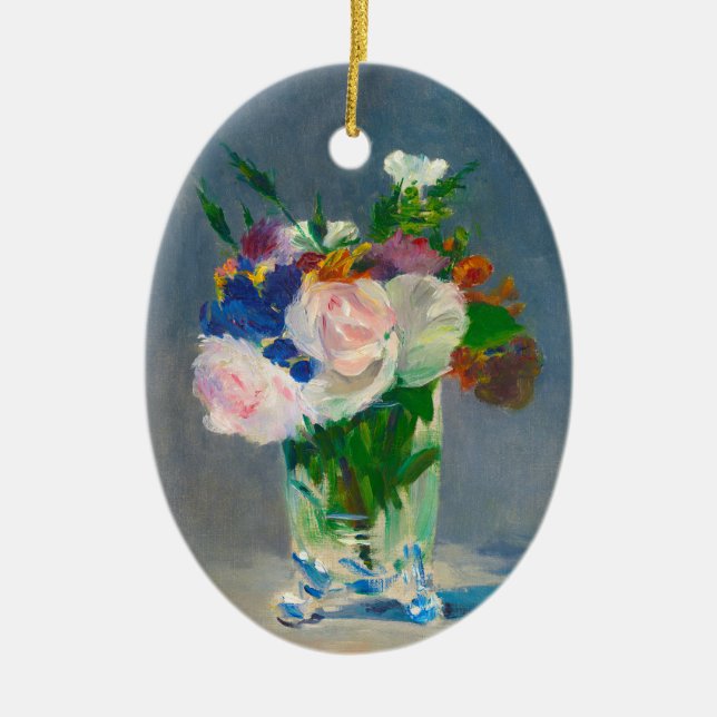 Adorno De Cerámica Flores de manet en una maleta de cristal (Frente)