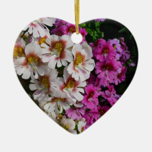 Adorno De Cerámica Flores de mariposa de rosa blanco y morado
