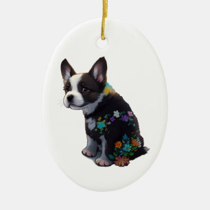 Adorno De Cerámica Flores de pipa de Bulldog francés